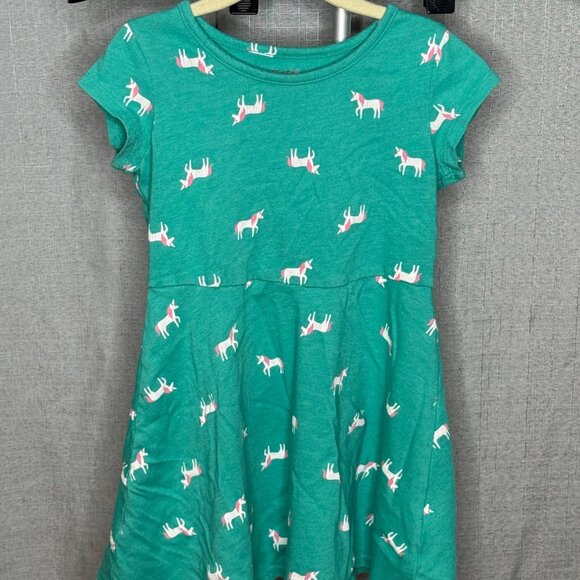 Cat & Jack - Girls Short Sleeve Unicorn Dress with Pockets - Size XS (4/5) - Picture 2 of 6